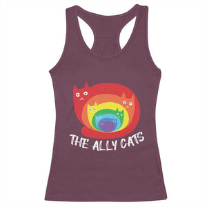 Funny LGBT The Ally Cats Racerback Tank Top Pride Month Rainbow Cat TS11 Maroon Print Your Wear