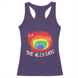 Funny LGBT The Ally Cats Racerback Tank Top Pride Month Rainbow Cat TS11 Purple Print Your Wear