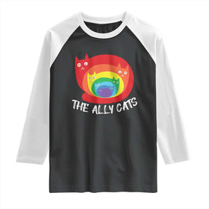 Funny LGBT The Ally Cats Raglan Shirt Pride Month Rainbow Cat TS11 Black White Print Your Wear