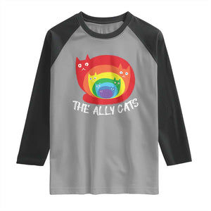 Funny LGBT The Ally Cats Raglan Shirt Pride Month Rainbow Cat TS11 Sport Gray Black Print Your Wear