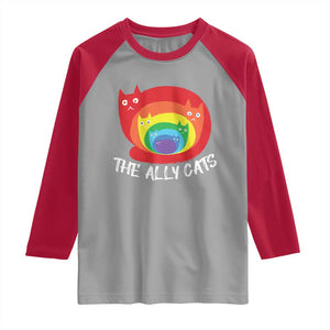 Funny LGBT The Ally Cats Raglan Shirt Pride Month Rainbow Cat TS11 Sport Gray Red Print Your Wear