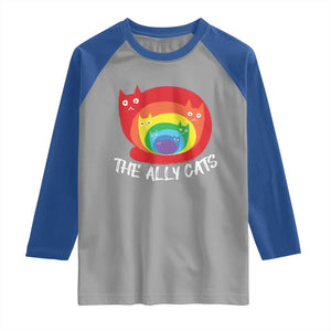 Funny LGBT The Ally Cats Raglan Shirt Pride Month Rainbow Cat TS11 Sport Gray Royal Print Your Wear