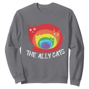 Funny LGBT The Ally Cats Sweatshirt Pride Month Rainbow Cat TS11 Charcoal Print Your Wear