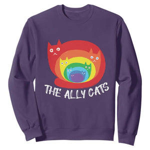Funny LGBT The Ally Cats Sweatshirt Pride Month Rainbow Cat TS11 Purple Print Your Wear