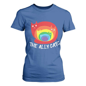Funny LGBT The Ally Cats T Shirt For Women Pride Month Rainbow Cat TS11 Royal Blue Print Your Wear