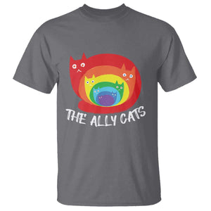 Funny LGBT The Ally Cats T Shirt Pride Month Rainbow Cat TS11 Charcoal Print Your Wear