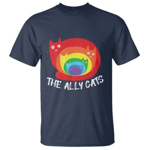 Funny LGBT The Ally Cats T Shirt Pride Month Rainbow Cat TS11 Navy Print Your Wear