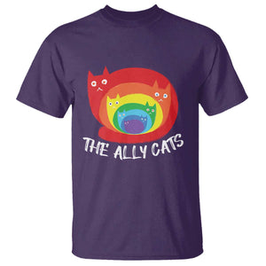 Funny LGBT The Ally Cats T Shirt Pride Month Rainbow Cat TS11 Purple Print Your Wear
