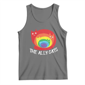 Funny LGBT The Ally Cats Tank Top Pride Month Rainbow Cat TS11 Black Heather Print Your Wear