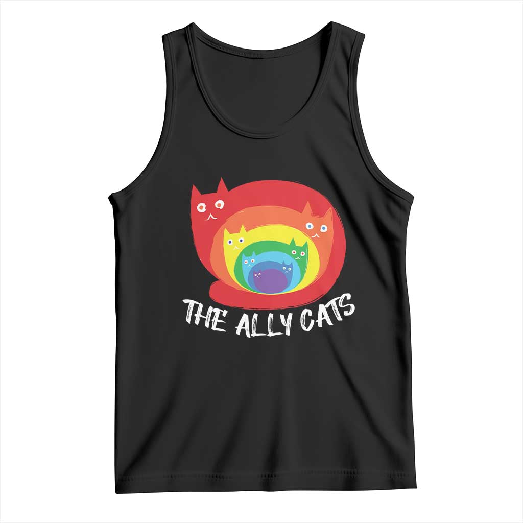 Funny LGBT The Ally Cats Tank Top Pride Month Rainbow Cat TS11 Black Print Your Wear