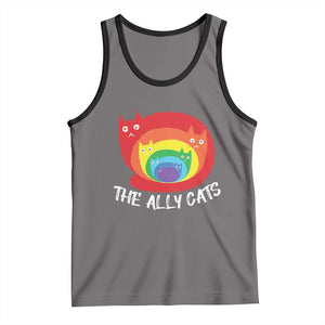 Funny LGBT The Ally Cats Tank Top Pride Month Rainbow Cat TS11 Deep Heather Black Print Your Wear