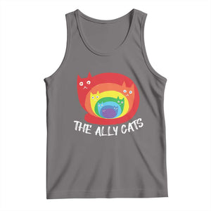 Funny LGBT The Ally Cats Tank Top Pride Month Rainbow Cat TS11 Deep Heather Print Your Wear