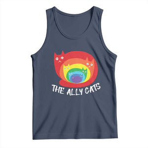 Funny LGBT The Ally Cats Tank Top Pride Month Rainbow Cat TS11 Navy Print Your Wear
