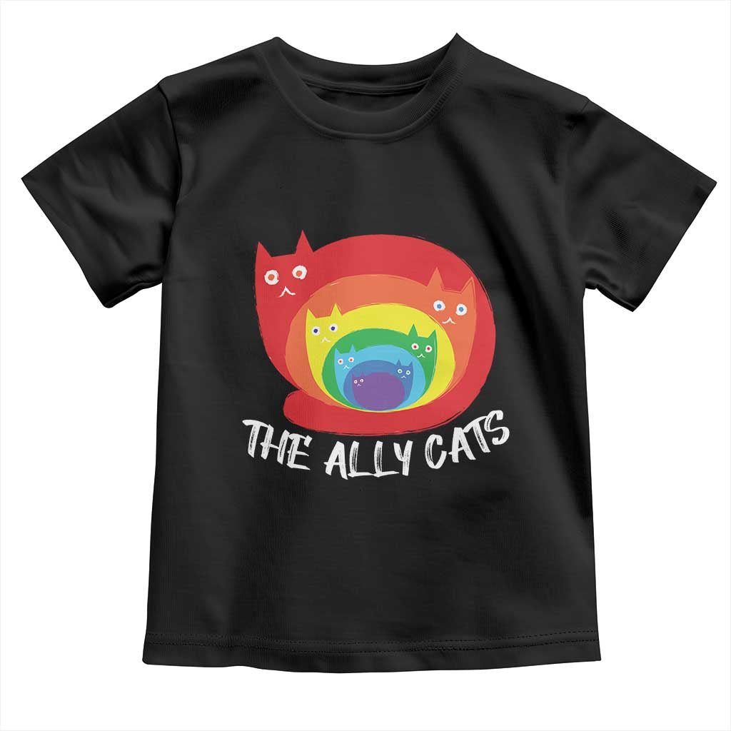 Funny LGBT The Ally Cats Toddler T Shirt Pride Month Rainbow Cat TS11 Black Print Your Wear