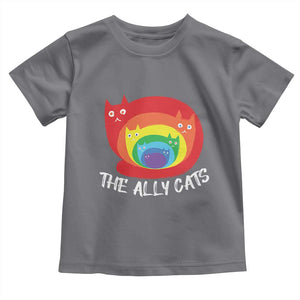 Funny LGBT The Ally Cats Toddler T Shirt Pride Month Rainbow Cat TS11 Charcoal Print Your Wear