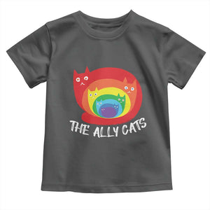 Funny LGBT The Ally Cats Toddler T Shirt Pride Month Rainbow Cat TS11 Dark Heather Print Your Wear