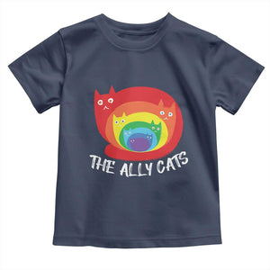 Funny LGBT The Ally Cats Toddler T Shirt Pride Month Rainbow Cat TS11 Navy Print Your Wear