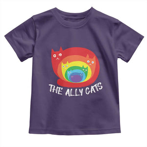 Funny LGBT The Ally Cats Toddler T Shirt Pride Month Rainbow Cat TS11 Purple Print Your Wear