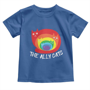 Funny LGBT The Ally Cats Toddler T Shirt Pride Month Rainbow Cat TS11 Royal Blue Print Your Wear