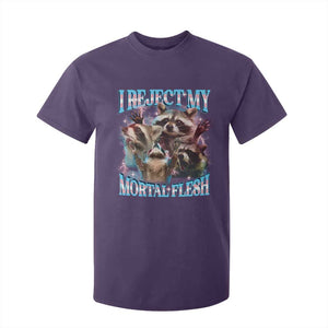 Funny LGBT Trans Pride T Shirt For Kid I Reject My Mortal Flesh Transgender Racoon Bootleg TS10 Purple Print Your Wear