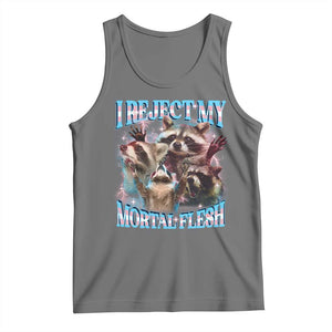 Funny LGBT Trans Pride Tank Top I Reject My Mortal Flesh Transgender Racoon Bootleg TS10 Black Heather Print Your Wear