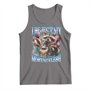 Funny LGBT Trans Pride Tank Top I Reject My Mortal Flesh Transgender Racoon Bootleg TS10 Deep Heather Print Your Wear