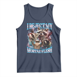 Funny LGBT Trans Pride Tank Top I Reject My Mortal Flesh Transgender Racoon Bootleg TS10 Navy Print Your Wear
