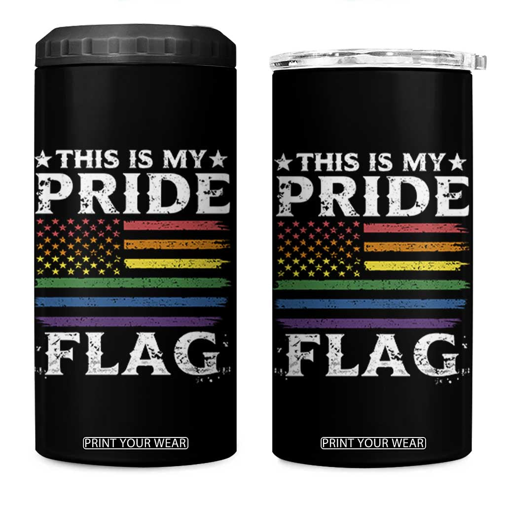 Funny LGBTQ This Is My Pride Flag 4 in 1 Can Cooler Tumbler Rainbow American Flag TS11 One Size: 16 oz Black Print Your Wear