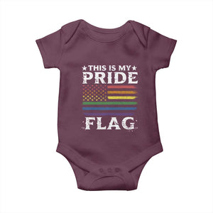 Funny LGBTQ This Is My Pride Flag Baby Onesie Rainbow American Flag TS11 Maroon Print Your Wear