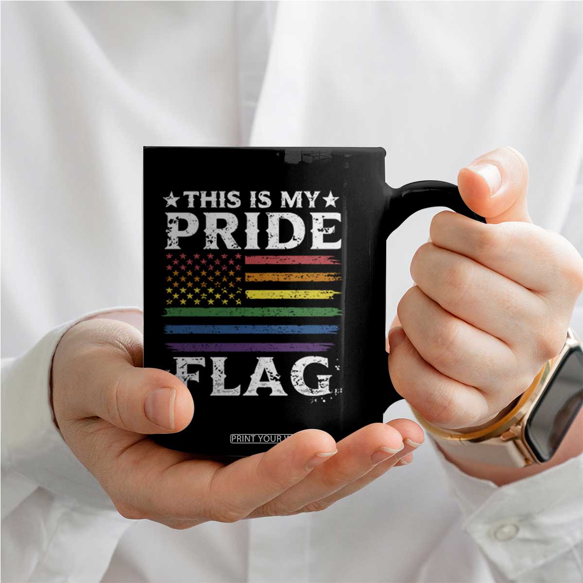 Funny LGBTQ This Is My Pride Flag Coffee Mug Rainbow American Flag TS11 Print Your Wear