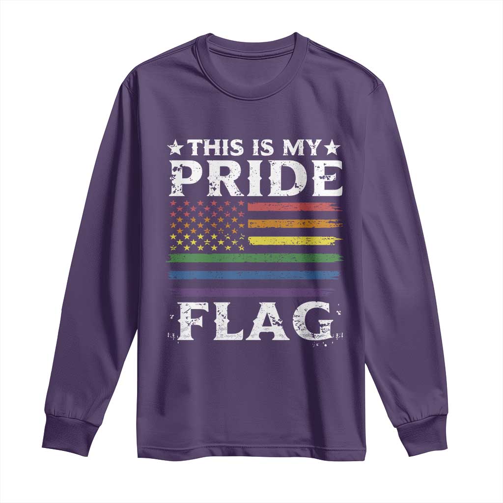 Funny LGBTQ This Is My Pride Flag Long Sleeve Shirt Rainbow American Flag TS11 Purple Print Your Wear