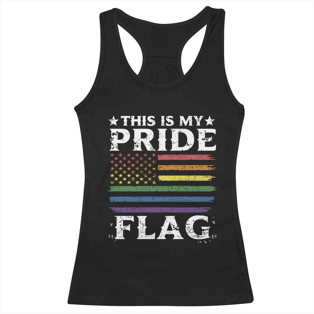 Funny LGBTQ This Is My Pride Flag Racerback Tank Top Rainbow American Flag TS11 Black Print Your Wear