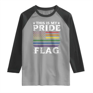 Funny LGBTQ This Is My Pride Flag Raglan Shirt Rainbow American Flag TS11 Sport Gray Black Print Your Wear