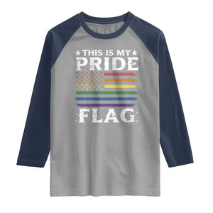 Funny LGBTQ This Is My Pride Flag Raglan Shirt Rainbow American Flag TS11 Sport Gray Navy Print Your Wear