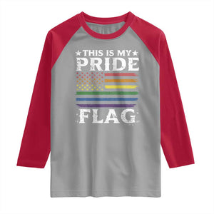 Funny LGBTQ This Is My Pride Flag Raglan Shirt Rainbow American Flag TS11 Sport Gray Red Print Your Wear