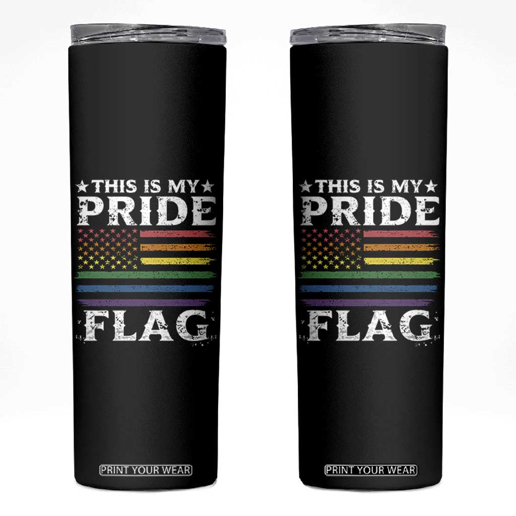 Funny LGBTQ This Is My Pride Flag Skinny Tumbler Rainbow American Flag TS11 Black Print Your Wear