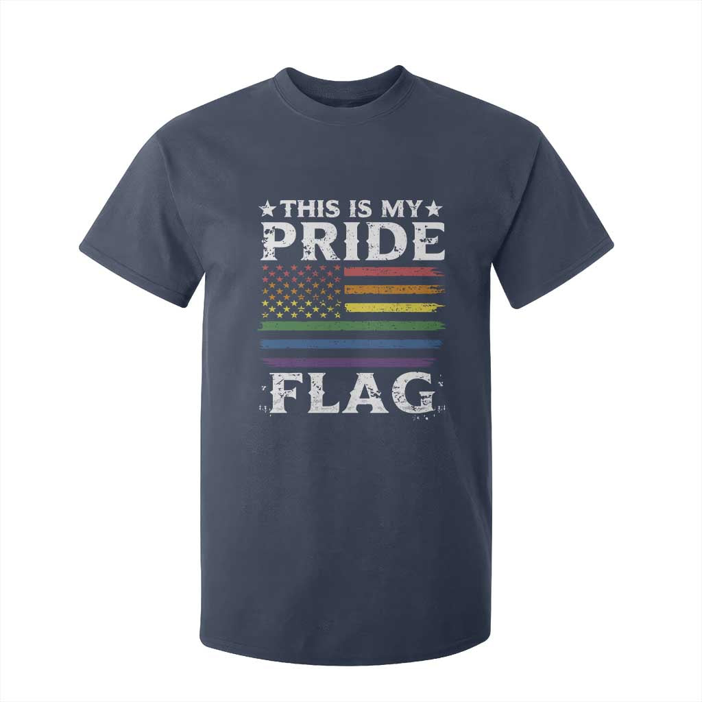 Funny LGBTQ This Is My Pride Flag T Shirt For Kid Rainbow American Flag TS11 Navy Print Your Wear