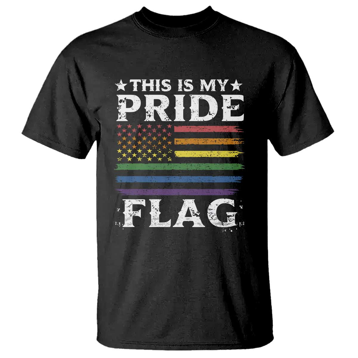 Funny LGBTQ This Is My Pride Flag T Shirt Rainbow American Flag TS11 Black Print Your Wear