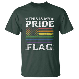 Funny LGBTQ This Is My Pride Flag T Shirt Rainbow American Flag TS11 Dark Forest Green Print Your Wear