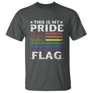Funny LGBTQ This Is My Pride Flag T Shirt Rainbow American Flag TS11 Dark Heather Print Your Wear