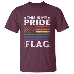 Funny LGBTQ This Is My Pride Flag T Shirt Rainbow American Flag TS11 Maroon Print Your Wear