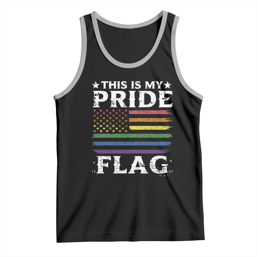 Funny LGBTQ This Is My Pride Flag Tank Top Rainbow American Flag TS11 Black Athletic Heather Print Your Wear