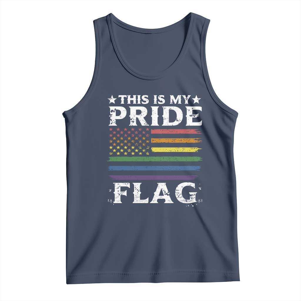 Funny LGBTQ This Is My Pride Flag Tank Top Rainbow American Flag TS11 Navy Print Your Wear