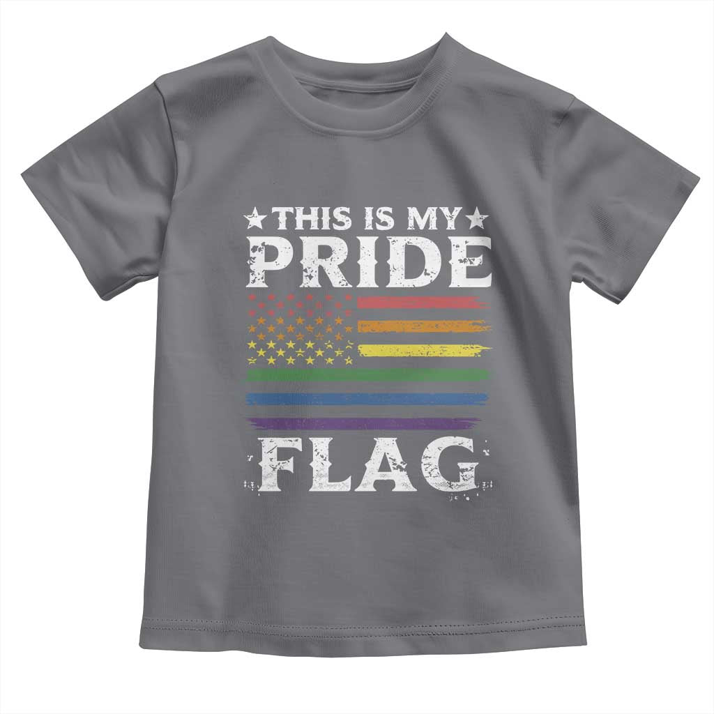 Funny LGBTQ This Is My Pride Flag Toddler T Shirt Rainbow American Flag TS11 Charcoal Print Your Wear