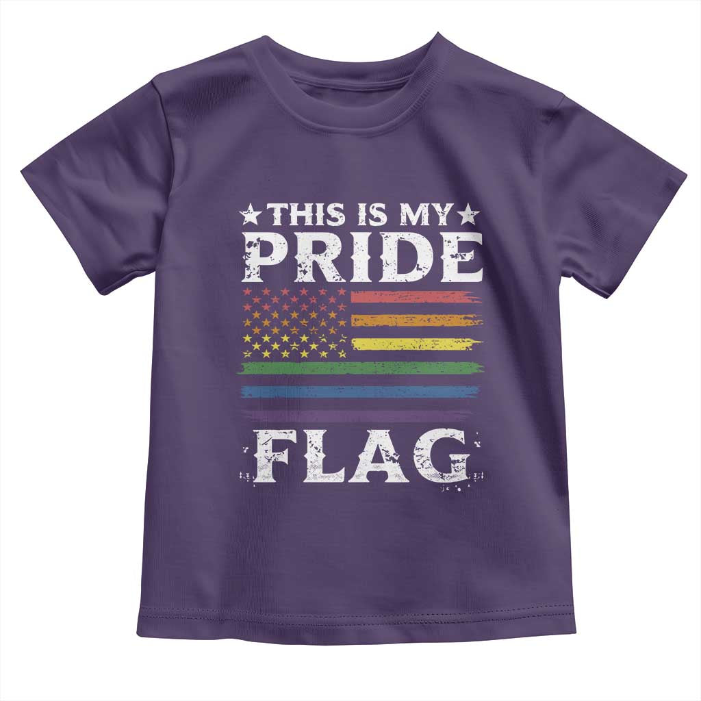 Funny LGBTQ This Is My Pride Flag Toddler T Shirt Rainbow American Flag TS11 Purple Print Your Wear