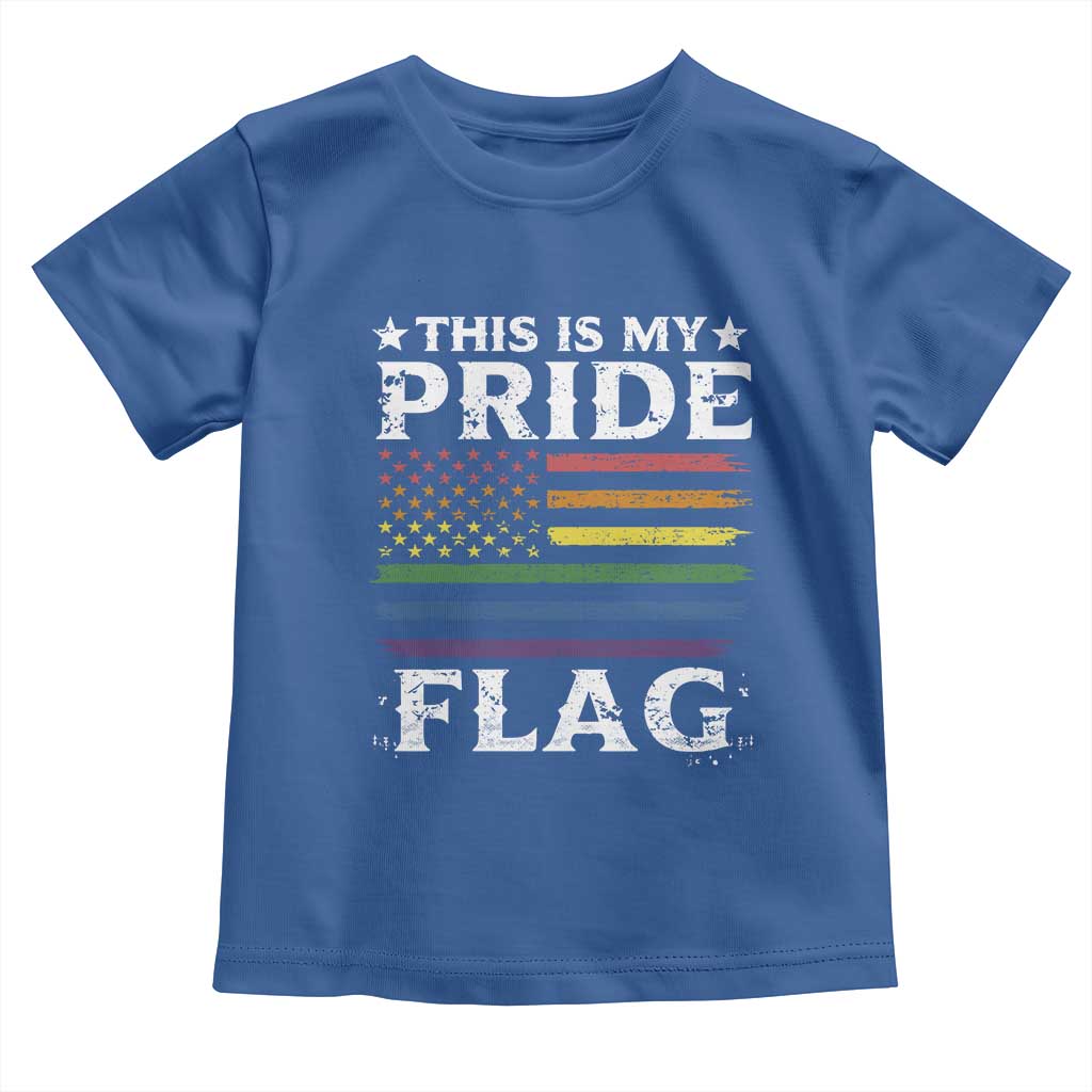 Funny LGBTQ This Is My Pride Flag Toddler T Shirt Rainbow American Flag TS11 Royal Blue Print Your Wear