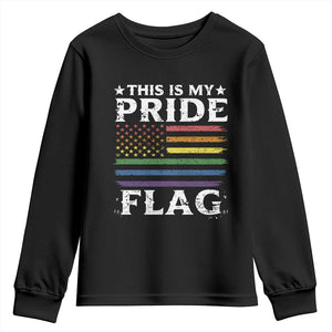 Funny LGBTQ This Is My Pride Flag Youth Sweatshirt Rainbow American Flag TS11 Black Print Your Wear