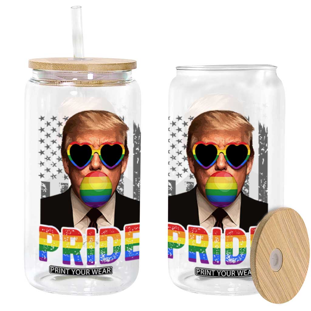 Funny LGBTQ Trump Pride Month Glass Can American Flag TS11 Black Print Your Wear