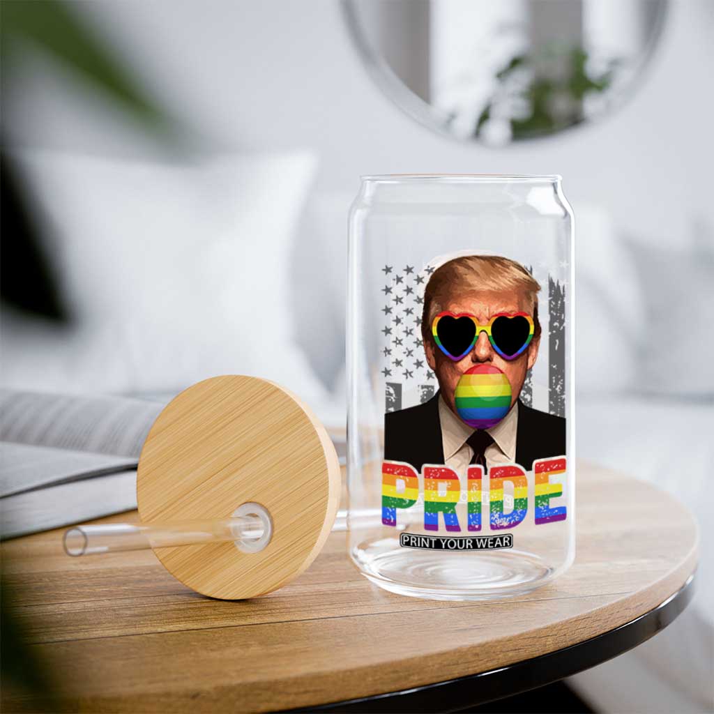 Funny LGBTQ Trump Pride Month Glass Can American Flag TS11 Print Your Wear