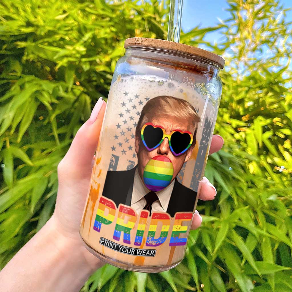 Funny LGBTQ Trump Pride Month Glass Can American Flag TS11 Print Your Wear